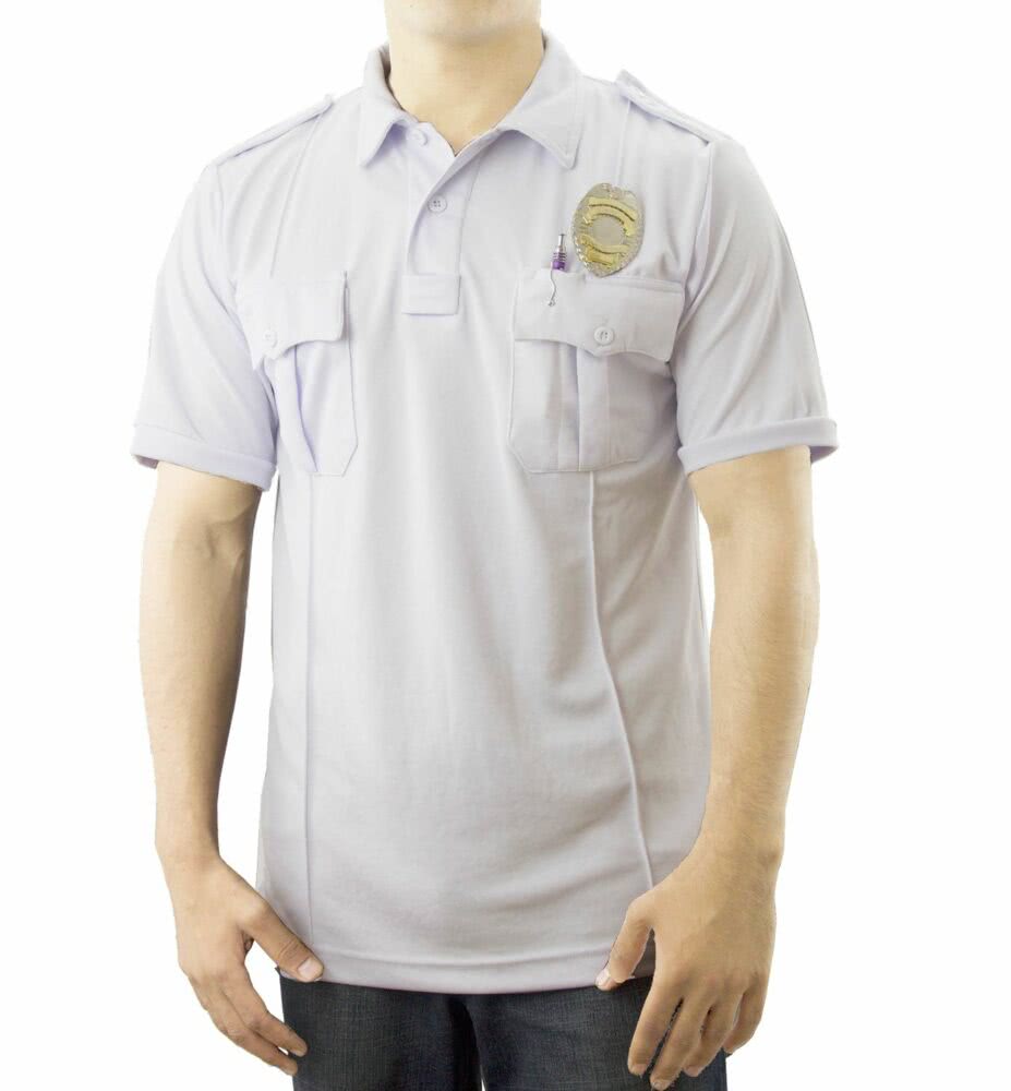 Pro-Dry Uniform Polo Shirt with Two Pockets – White, S -